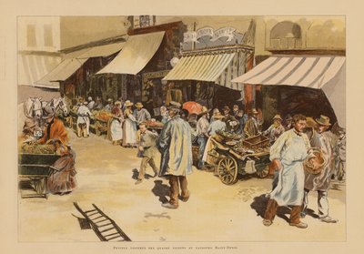 巴黎 Faubourg Saint-Denis 街上的四季游行队伍（彩色石版画） 作者 皮埃尔·乔治·让尼奥