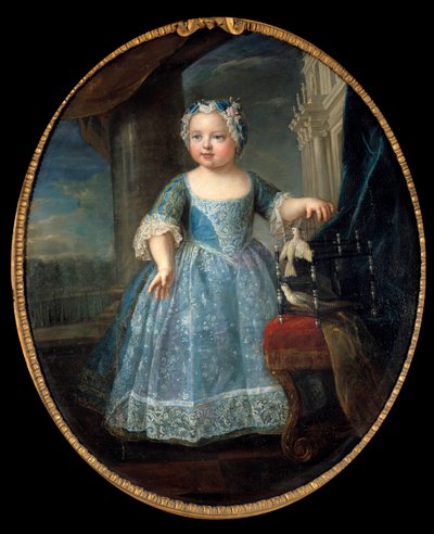 法国路易丝·玛丽 (1728-1733) 的肖像画，路易十五的第三个女儿 皮埃尔·戈贝尔 (1662-1744) 18 世纪太阳画作。 1,08 x 0,88 米。 作者 皮埃尔·戈伯特