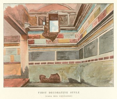 第一装饰风格，Casa Del Centuaro（彩色平印）。 作者 皮埃尔·古斯曼
