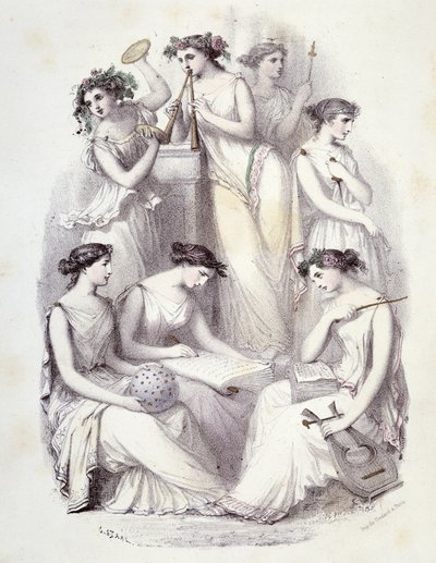 Geniuses of Olympus - in “” Les Femmes mythologiques “”，G. Staal 的画，Mery 和 Cte Foelix 的画，Ed. G. de Gouet 作者 皮埃尔·古斯塔夫·尤金·斯塔尔