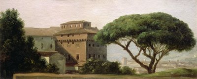 Ara Coeli修道院的景色：雨伞松（纸上油画）。 作者 皮埃尔·亨利·德·瓦朗谢讷