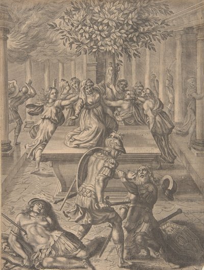 特洛伊的劫难--吡咯斯杀死普里阿姆，1654年前。 作者 皮埃尔·隆巴特