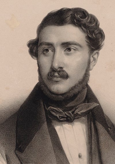 作曲家ThéodoreLabarre的肖像1805-1870年。 作者 Pierre Louis Henri Grevedon