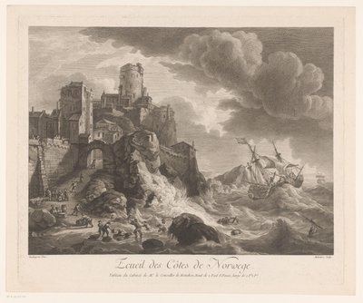 挪威海岸与被冲上岸的海员
Ecueil des Côtes de Norwege（物上标题） 作者 鲁道夫·巴库伊森
