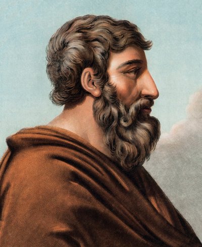 Lycurgue (Lykourgos)神话中的斯巴达立法者（公元前9或8世纪）的肖像。(斯巴达的莱库格斯）皮埃尔-米歇尔-阿里克斯（1762-1817）的雕刻作品 作者 Pierre Michel Alix