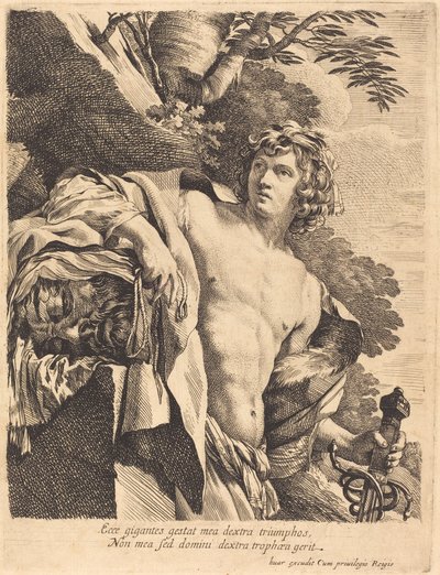 大卫与歌利亚的头 作者 Pierre Mignard I 模仿 Simon Vouet