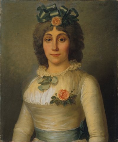 安妮-约瑟夫-泰罗涅-德-梅里库尔1762-1817年的肖像，1793年。 作者 皮埃尔·尼古拉斯·塞勒斯