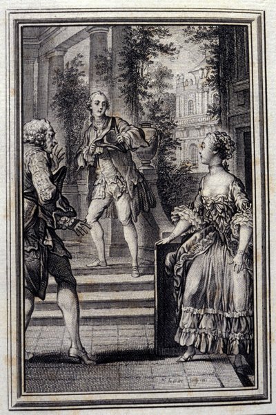 La Confidente sans savoir ou le Stratageme - 在让-拉封丹的 "Tales et nouvelles en vers "中。1776.插图：P.P. Choffard。 作者 皮埃尔·菲利普·肖法尔