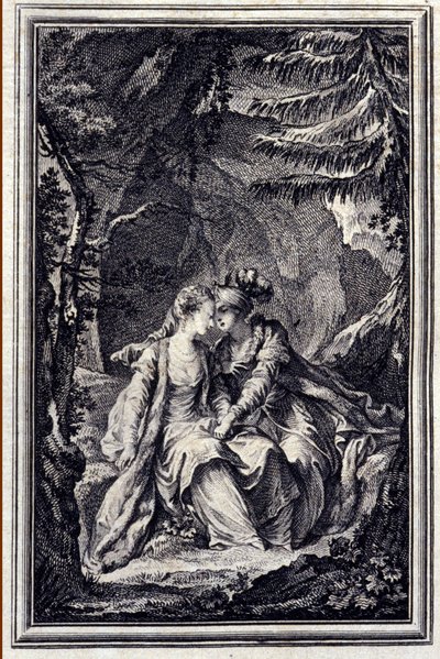 La fiancee du roi de Garbe - in "Tales et nouvelles en vers" by Jean La Fontaine.1776.插图：P.P. Choffard。 作者 皮埃尔·菲利普·肖法尔