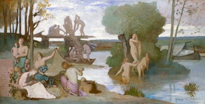 河，1864年（纸上油，放在画布上） 作者 皮埃尔·普维斯·德·沙瓦纳