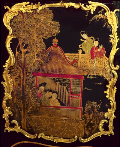 路易十五马桶的侧板，c.1745（木材上的漆和金）（re 222380） 作者 Pierre Roussel