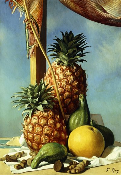 有菠萝的静物； Nature Morte avec 凤梨 作者 皮埃尔·罗伊