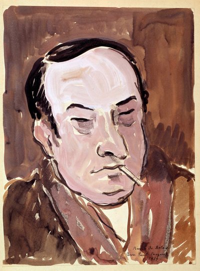 莱昂·保罗·法尔格（Leon Paul Fargue，1876-1947 年）诗人肖像 皮埃尔·德·贝莱（Pierre de Belay，1890-1947 年）绘画，1934 年。巴黎，B.N. 作者 皮埃尔·德·贝莱