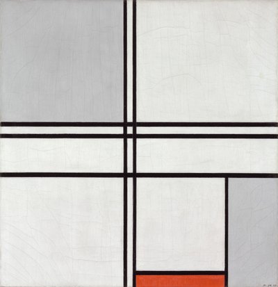 组成1号灰红色，1935年。 作者 彼得·蒙德里安