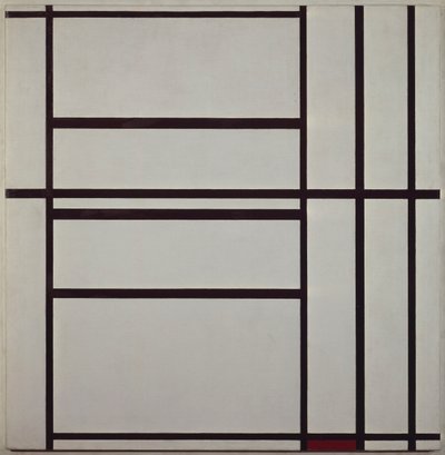 灰色和红色的第1号构图 1938-1939（油彩画，安装在木质支架上）。 作者 彼得·蒙德里安