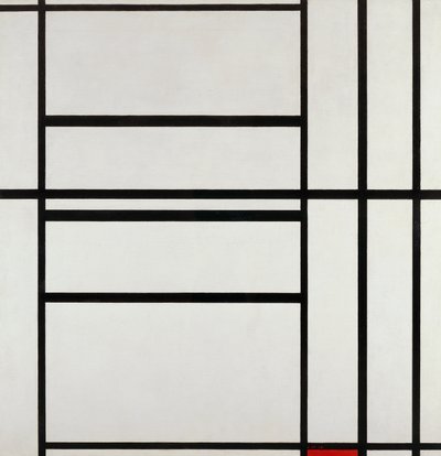 灰色和红色组合 1938 年，Piet Mondrian (1872-1944)，布面油画 作者 彼得·蒙德里安