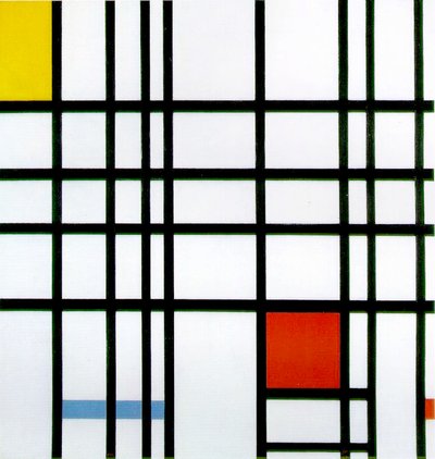 1921年，红色，黄色和蓝色的组成 作者 Piet Mondrian