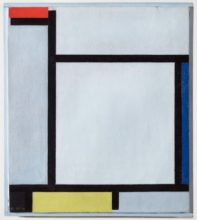 与红色，蓝色，黑色，黄色和灰色的组合，1921年 作者 Piet Mondrian