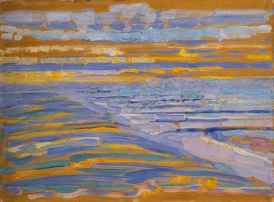 与海滩和码头，Domburg的沙丘。 1909年 作者 彼得·蒙德里安