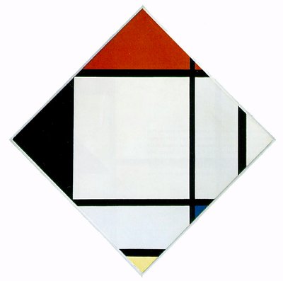 1925年红色，黑色，蓝色和黄色的菱形成分 作者 Piet Mondrian