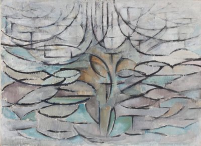 开花的苹果树，1912年。 作者 彼得·蒙德里安