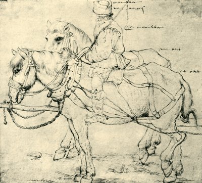 骑手和两匹马，1559年至1563年，1943年。 作者 彼得·布鲁格（Pieter Bruegel）