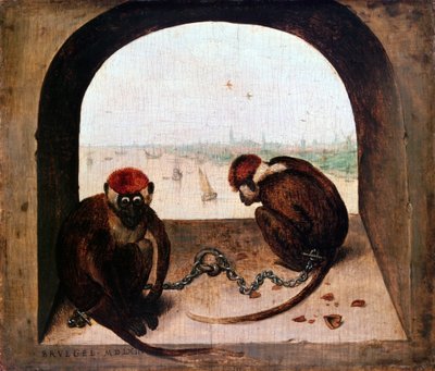 两只猴子，1562年 作者 彼得·布鲁格（Pieter Bruegel）