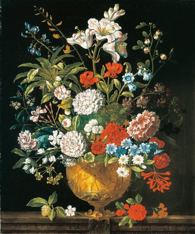 七月，来自《十二个月的花朵》，一幅静物的花卉日历 作者 彼得卡斯特尔