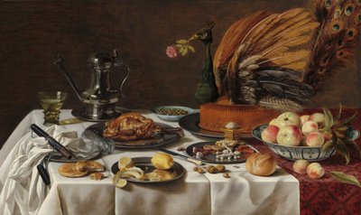 静物与孔雀饼》，1627年。 作者 彼得·克拉斯