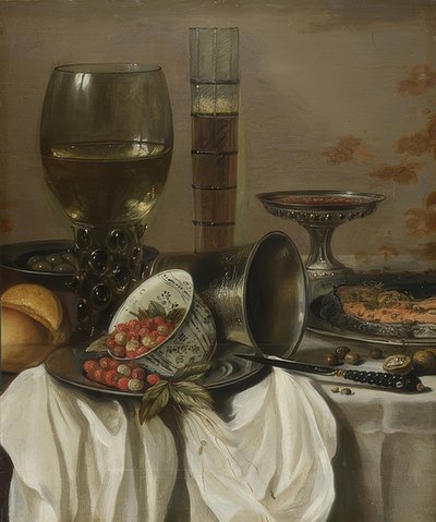 静物与饮酒器。 1649 作者 彼得·克拉斯