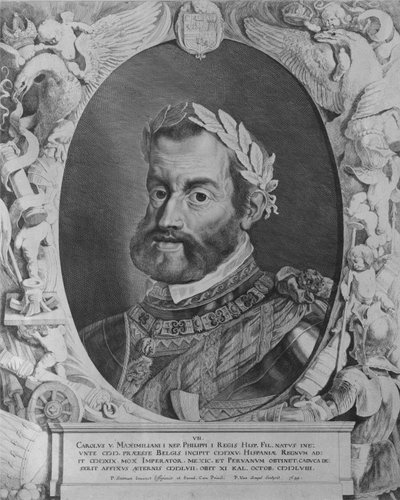 查理五世，神圣罗马帝国皇帝，由Pieter van Sompel雕刻，1644年 作者 彼得·克拉斯·索特曼
