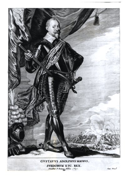 Gustavus Adolphus伟大的画像，瑞典国王（1592-1632），1650年 作者 彼得·克拉斯·索特曼