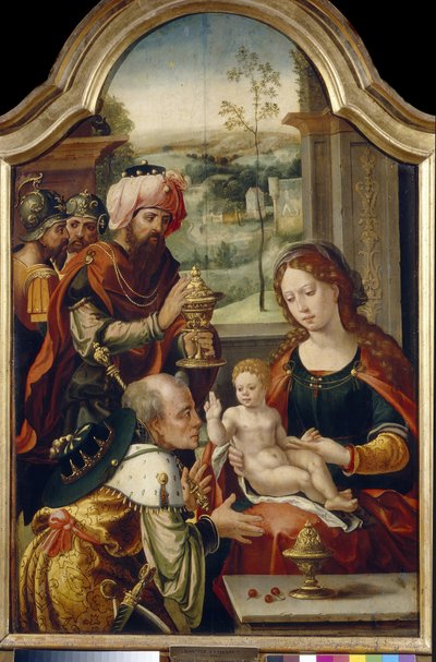 玛吉的崇拜老彼得-科克-凡-艾尔斯特（Pieter Coecke van Aelst the Elder，1502-1555 年）的木板油画，16 世纪上半叶。佛兰德原始艺术。国家美术馆，利沃夫（乌克兰）。 作者 彼得·科克·范·阿尔斯特