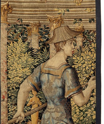 Vertumnus 和 Pomona：变身渔夫的 Vertumnus，约 1550 年（金、羊毛和丝绸） 作者 彼得·科克·范·阿尔斯特
