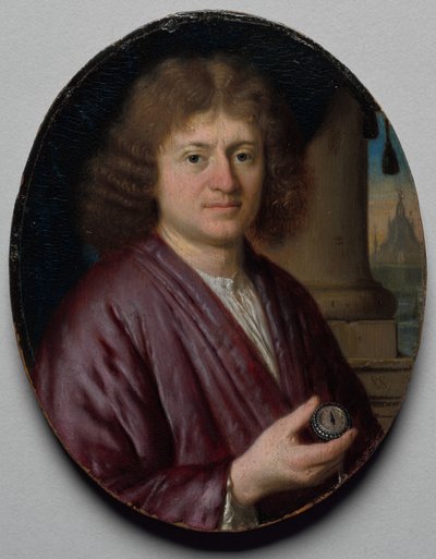 拿着手表的一个人的画象，c。 1665-70。 作者 彼得·科尼利斯·范·斯林格兰德