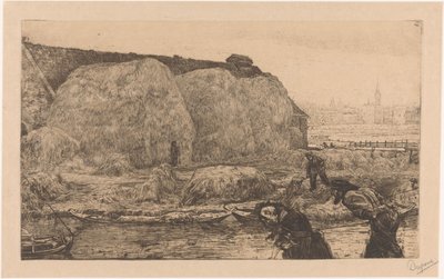 阿姆斯特丹 Jaagpad 上有干草堆的农场 作者 Pieter Dupont（艺术家签名）