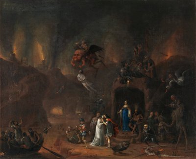 "Orphee et Eurydice aux enfers"（地狱中的奥菲斯和欧律狄刻） Peinture de Pieter Fris (1627-1706) 1652 Dim 61x77 cm 马德里普拉多博物馆 作者 Pieter Fris
