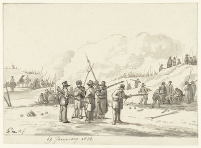 北荷兰沙丘上的市民营地，1814 年 1 月 19 日 作者 Pieter Gerardus van Os（艺术家签名）