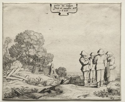 与四个农民交谈的风景，1626年。 作者 彼得·莫林