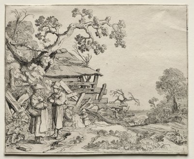 两个农民在交谈的风景画 作者 彼得·莫林