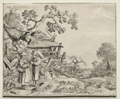 与两个农民交谈的风景，1626年。 作者 彼得·莫林