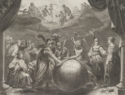 图版12：关于法国不和的寓言，出自卡斯帕-巴莱乌斯的《Medicea Hospes》，1638年。 作者 彼得·诺尔普