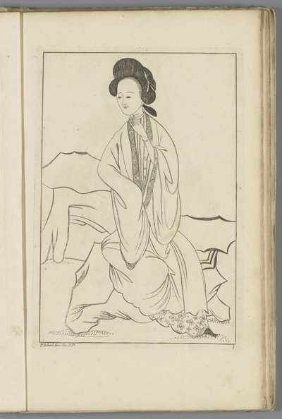 右手插在和服袖子里的中国妇女
中国妇女和花鸟（系列标题） 作者 匿名（可能）