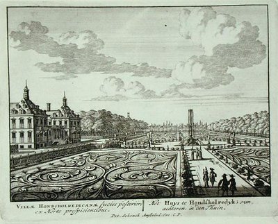 Honsholredyk的花园，出自《Admirandorum Quadruplex Spectaculum》，作者Jan van Call（1656-1703），1715年前出版（雕刻）。 作者 彼得·申克