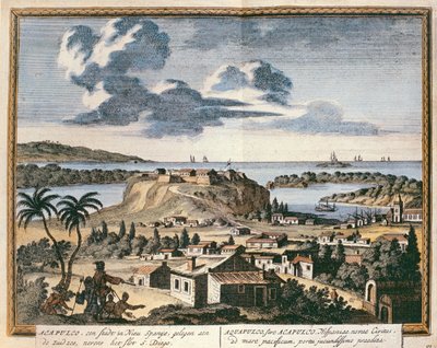 阿卡普尔科的视图，来自&39;Hectomopolis&39;的插图，于1700年在阿姆斯特丹出版 作者 彼得·申克