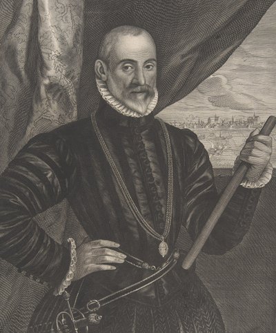 弗朗西斯科-巴尔德斯，西班牙指挥官，出自《Quatuor Personae...》系列，1649年。 作者 彼得·索特曼