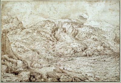 阿尔卑斯山的风景。彼得-勃鲁盖尔-迪特《老人》（1525-1569）的绘画作品，Ec.弗拉姆。 作者 彼得·布鲁格（Pieter Bruegel）