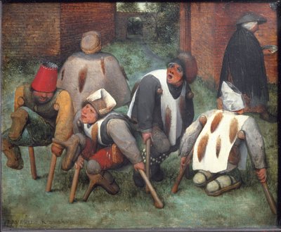 乞丐或跛子 - 木头上的油 作者 彼得·布鲁格（Pieter Bruegel）