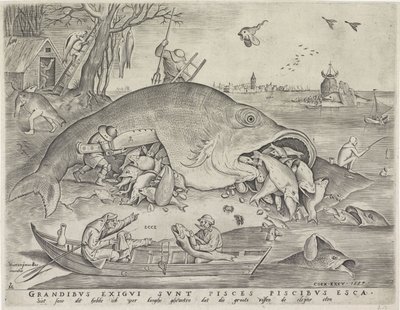 大鱼吃1557年由Pieter van der Heyden雕刻的小鱼 作者 勃鲁盖尔之后的老彼得
