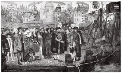 糖贸易，安特卫普，约 1510-20 年（雕刻） 作者 彼得·维尔哈特
